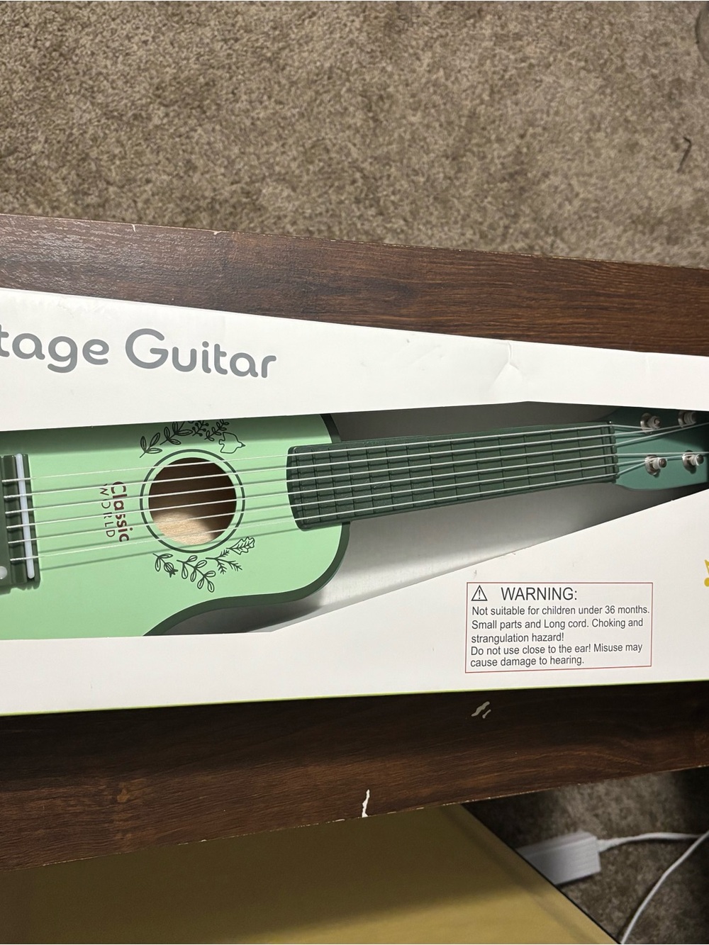 Mint Green Acoustic Guitar - Floral Soundhole Design